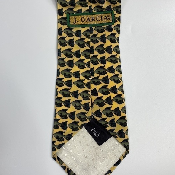 J. Garcia Silk Yellow Fish Tie - Picture 5 of 6